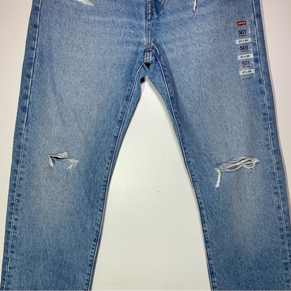 Levi’s 501 Original High Rise Straight Leg Distressed Light Wash Size 27 X 30 - Picture 4 of 9